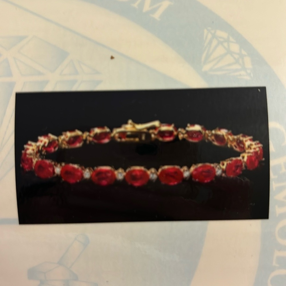 14K Gild Ruby & Diamond Bracelet